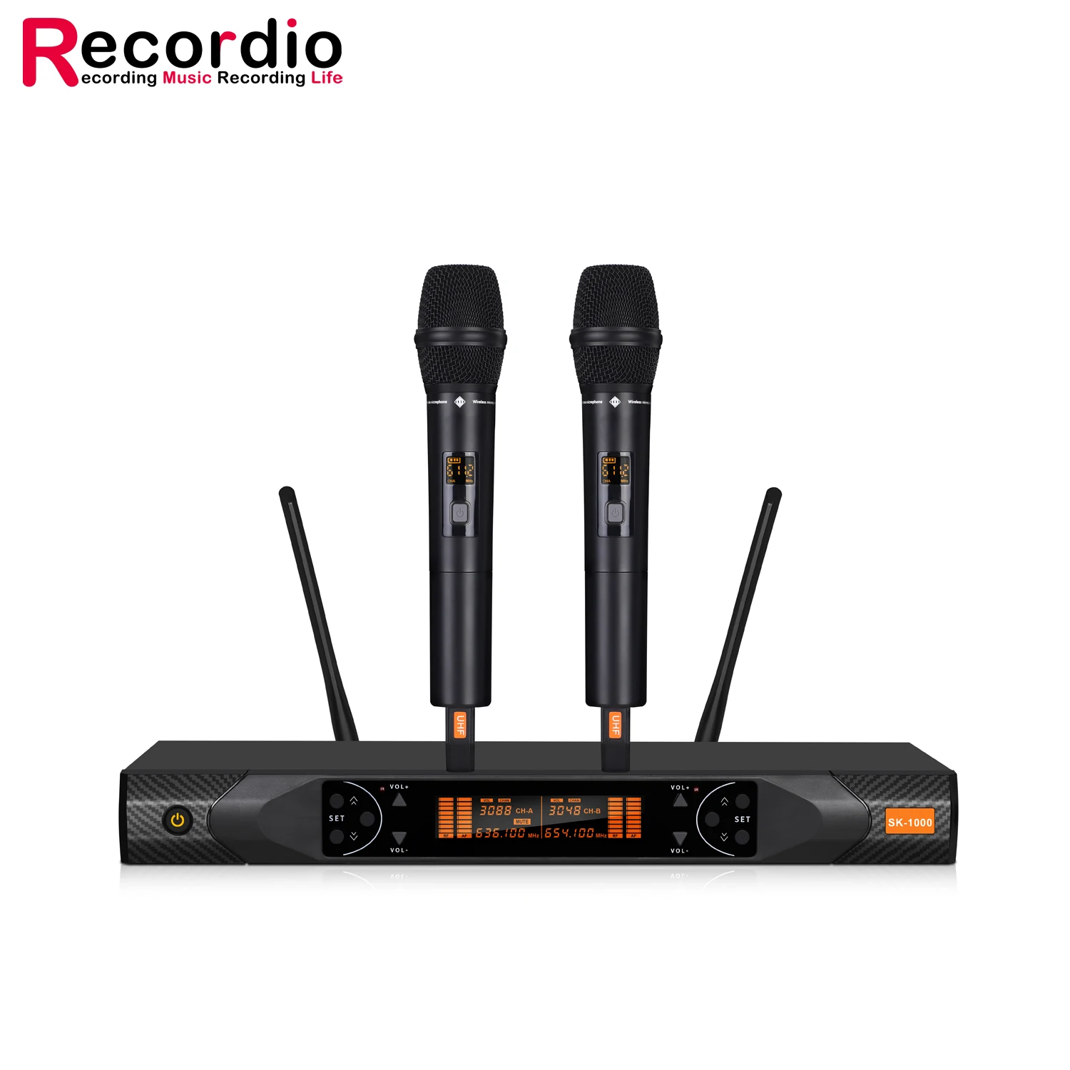 

SK-1000A direct supply household U-band wireless microphone metal intelligent singing live sound card stage high-definition micr