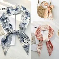 Bufandas de cuello largo para mujer, bufanda pequeña con estampado de 26 letras, doble cara, asas de bolso