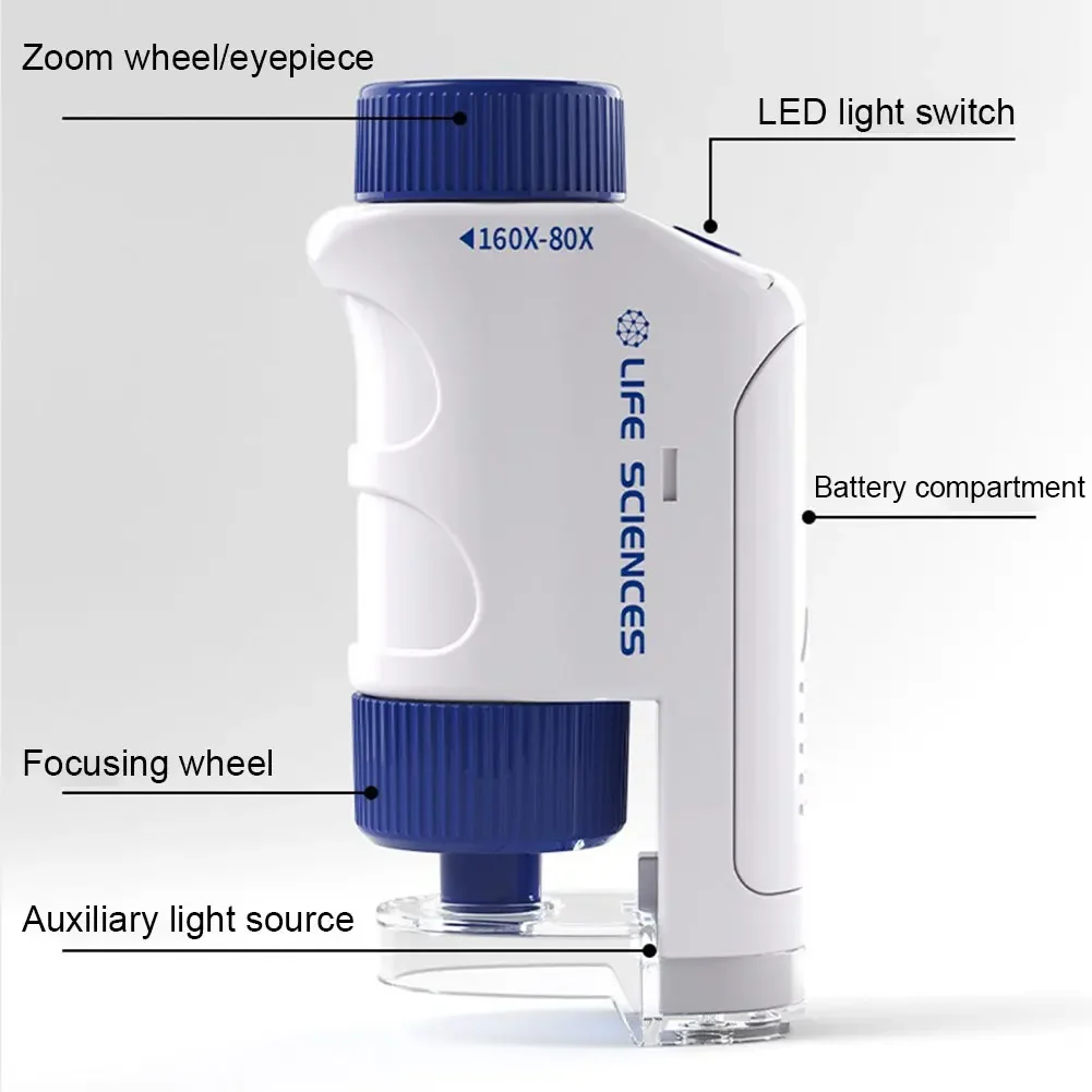 Mini Handheld Microscope with LED Educational Toys for Kids Children Science Experiment Microscope For Phone Science Microscope