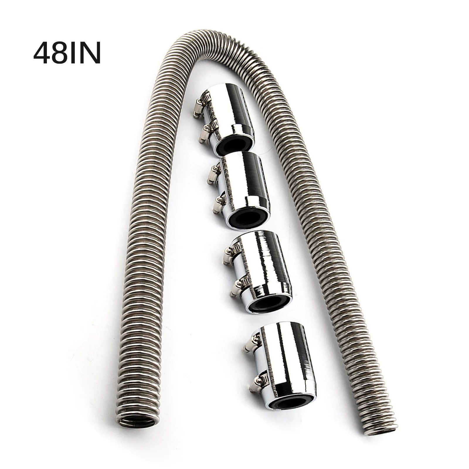 48 Inch Engine Cooling Radiator Stainless Steel Soft Water Pipe Flexible Coolant Water Hose with Caps Hose Clamp Kit