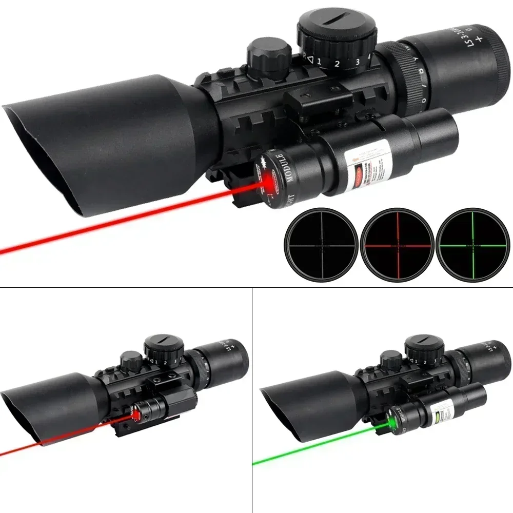 3-10X42E Optics Scopes Red/Green Laser Hunting Sight Range Finder Reticle Airsoft/Riflescope Shooting TrainingTactical Scope