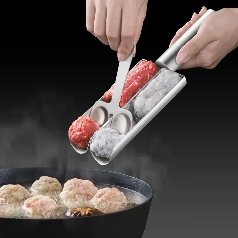 1PC 1/2/3/4Slot 304 Stainless Steel Meatball Maker Home To Do Fish Ball Shrimp Sliding Mold Rice Ball Meat Dish Scoop