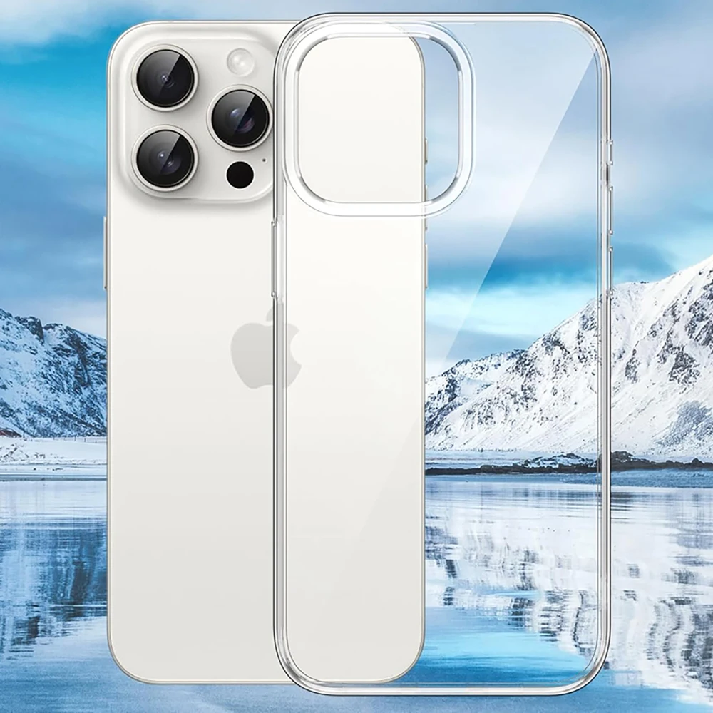 

Shockproof Ultra Thin Silicone Soft Case For iPhone 15 Pro Max Clear Transparent Back Cover 15Pro 15ProMax ProMax Shell Coque