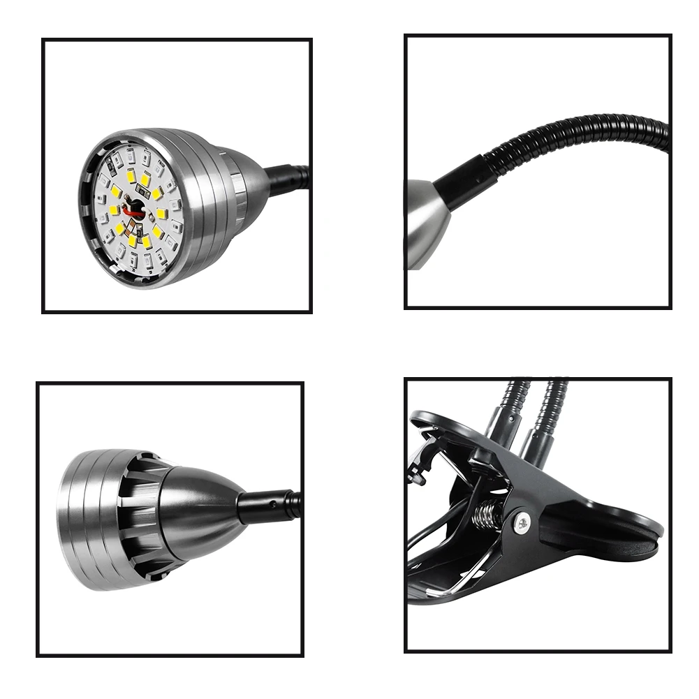 ضوء LED للنمو للنباتات الداخلية، ضوء نباتي بمشبك مكتبي كامل الطيف لشتلات تتفتح قابل للتعديل