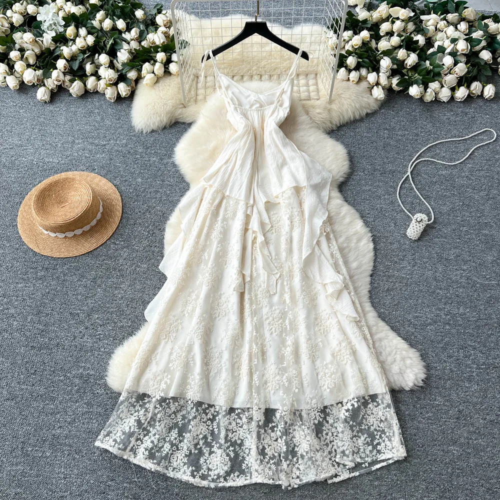 Chic Elegant vintage Spliced floral Sleeveless print Beach Vacation Party Women Summer Vestidos Long dress