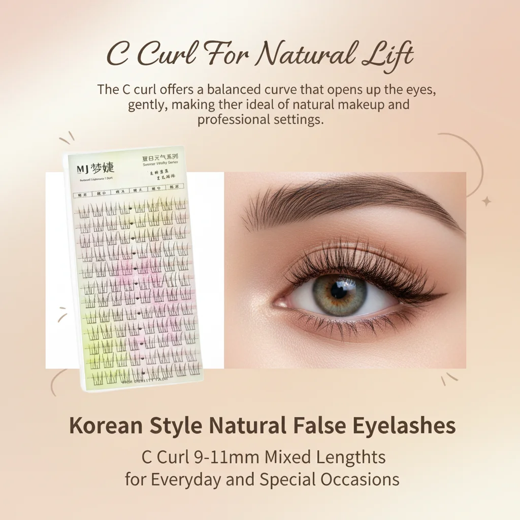 Extensões de cílios postiços naturais estilo coreano, curvatura c 9-11mm, comprimentos mistos para todos os dias, acessórios de maquiagem diária