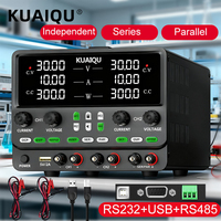 KUAIQU Dual Output DC Power Supply 30V 10A 5A,Independent/Series/Parallel Mode,RS232 USB RS485 Programmable Bench Power Supply