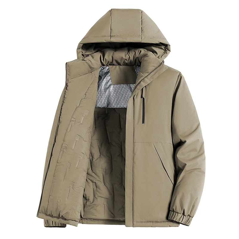 

2025 New Men's Outdoor Jaet Thiened aphene Inner Winter Cold Proof Windproof Waterproof Hooded Stand Fit Faion Urb...