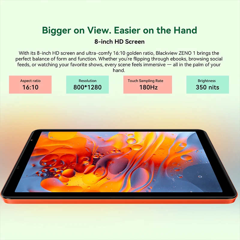 تابلت Blackview ZENO 1 الجديد لعام 2025 بشاشة 8 بوصة 4G LTE Android 15 Doke AI Widevine L1 6000mAh 64GB 256GB كمبيوتر صغير الحجم
