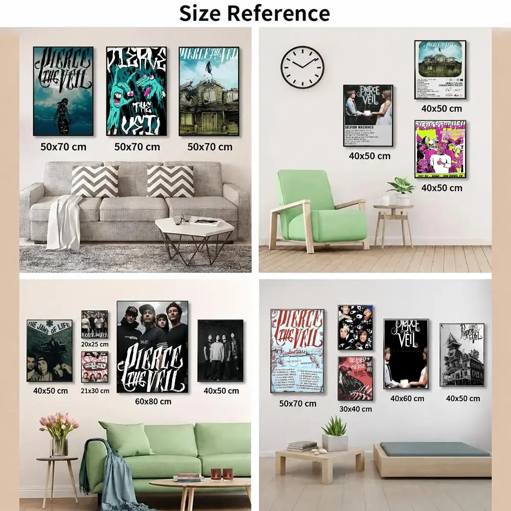 Rock Band P-Pierce The Veil Poster Stylish Aesthetic Wall Decor for Bedroom Living Room Cafe Bar Gift