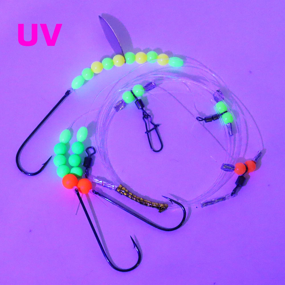 ZYZHE 1/3/5 Stück Surf-Angelrigs, Flachfisch-Rigs, vorgebundene handgefertigte High&Low-Rigs, ideal für Flachfisch, Barsch, Schnapper – Detail 5
