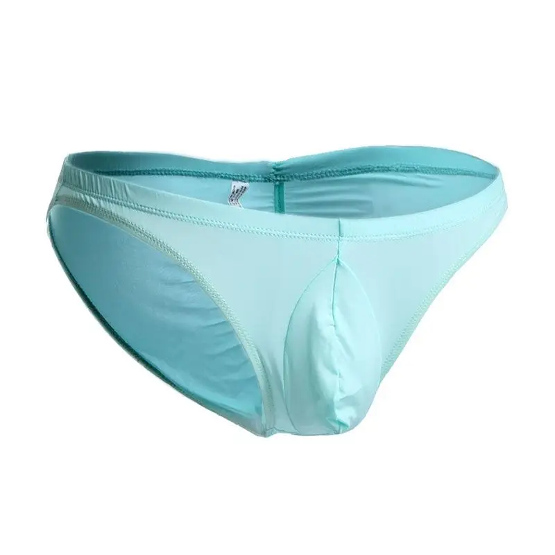 Calzoncillos ultrafinos de seda de hielo para hombre, ropa interior sexy con bolsa convexa en u, con arrugas en la espalda