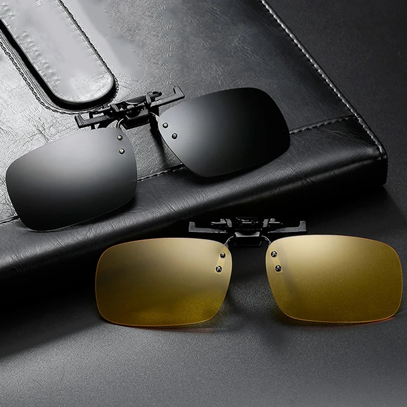 Unisex Polarized Clip on Sunglasses Near-Sighted Night Vis Lens Cycling Riding Driving Outdoor Sport Sunglasses Clip Motorcycle