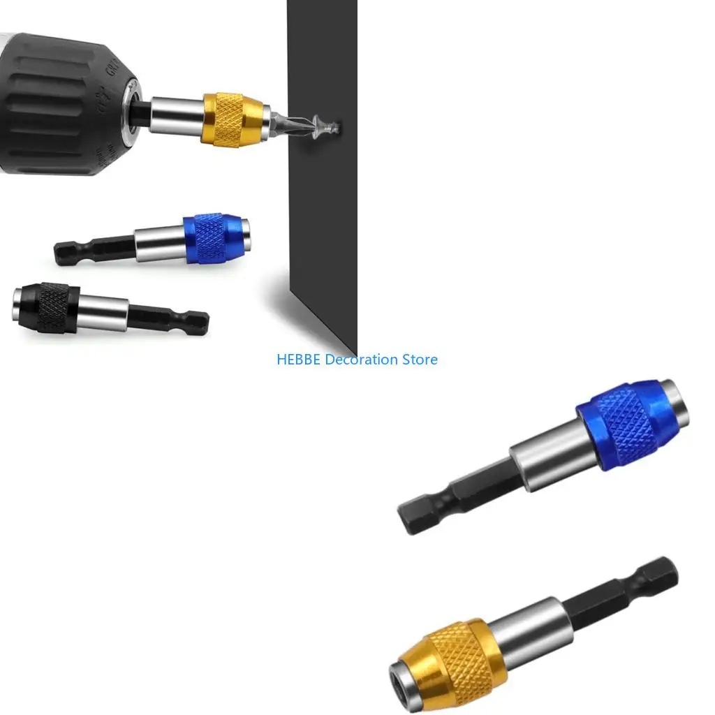 B0KC Self-locking Design Drill Bit Extender with Universal 1/4” Quick Off Bit Holder Shank Drill Bit Extension