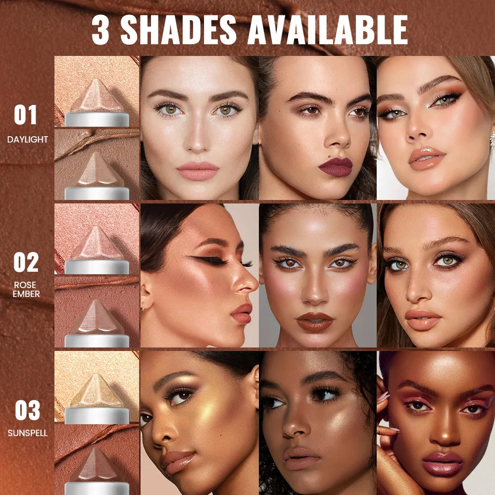 Pudaier 2-in-1 Contour & Highlight Stick - تركيبة مقاومة للماء وقابلة للمزج لنحت الوجه وخافي عيوب كريمي وهايلايتر #3