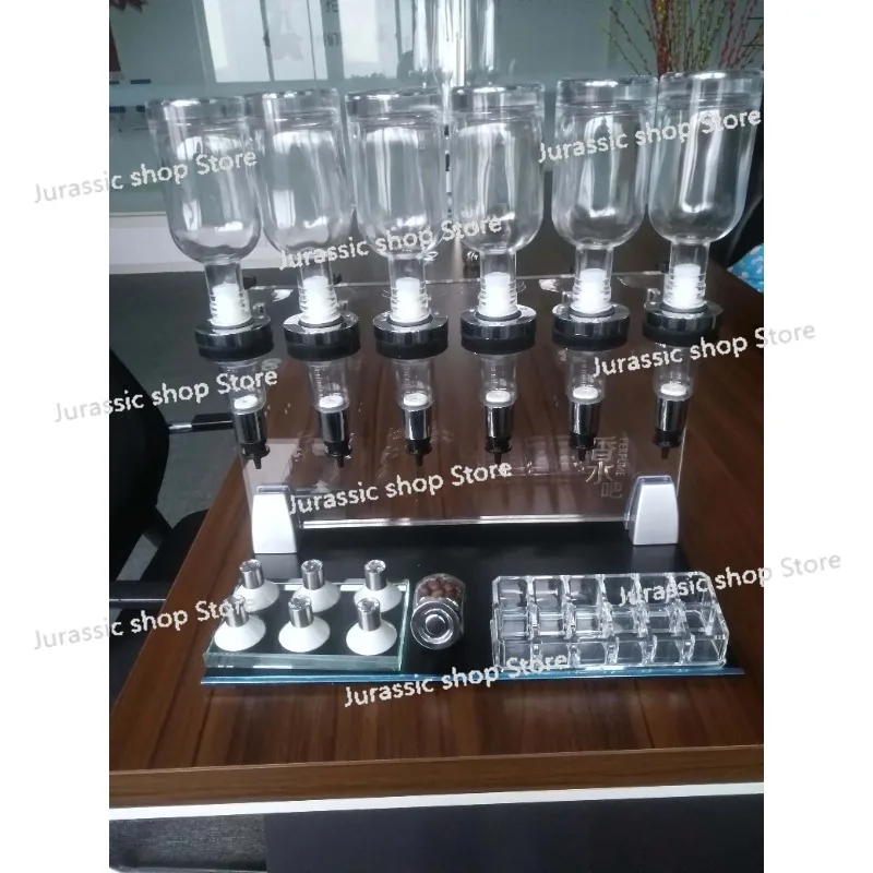 

New Acrylic Perfume Bar Bulk Sales Display Small Counter 6 Pump Head Dispenser Floor Stand