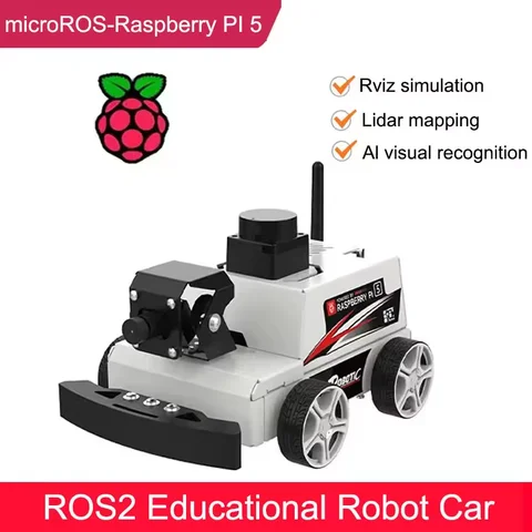 Raspberry Pi 5 자동차 ROS2 교육용 로봇 키트, TOF Lidar 지원 SLAM 내비게이션 AI 인식 Python3, ESP32-S3 기반