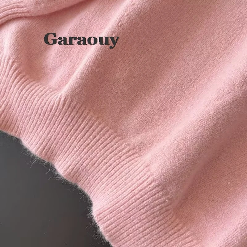 Garaouy Blue Knitted Loose Pullovers Autumn Winter Round Collar Thick Warm Long Sleeve Sweater For Women Casual Lazy Jumpers