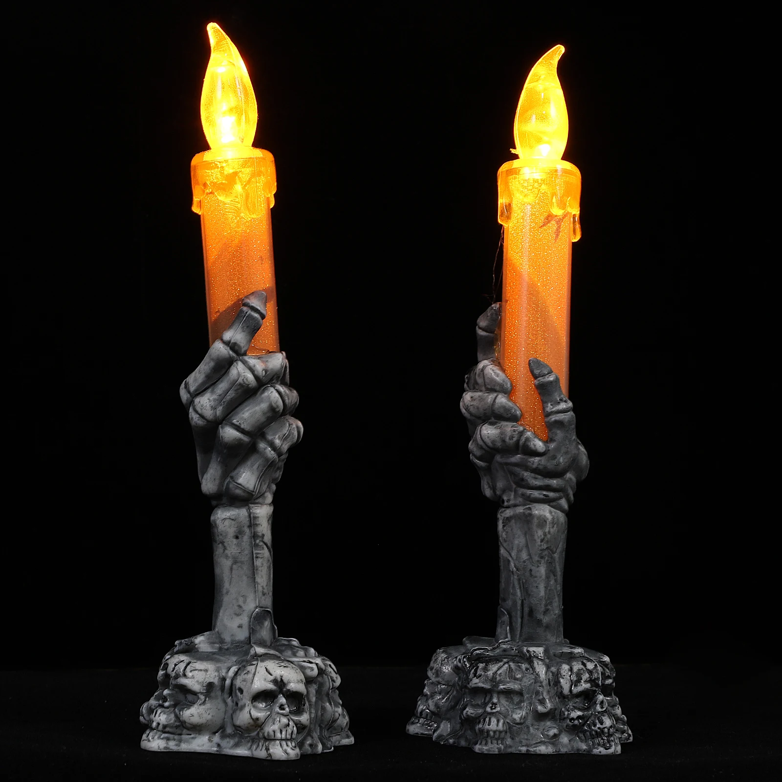 

2pcs Halloween Hand Light Operated Led Candles Flameless Skull Lamp Ghost Hand Decoration For