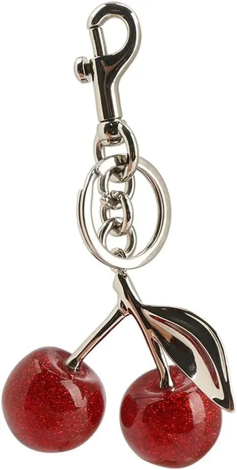 

Cherry Keychain Bag Charm Cute Purse Accessory for Handbags Car Keys Unique Valentine Gift Idea for Her
