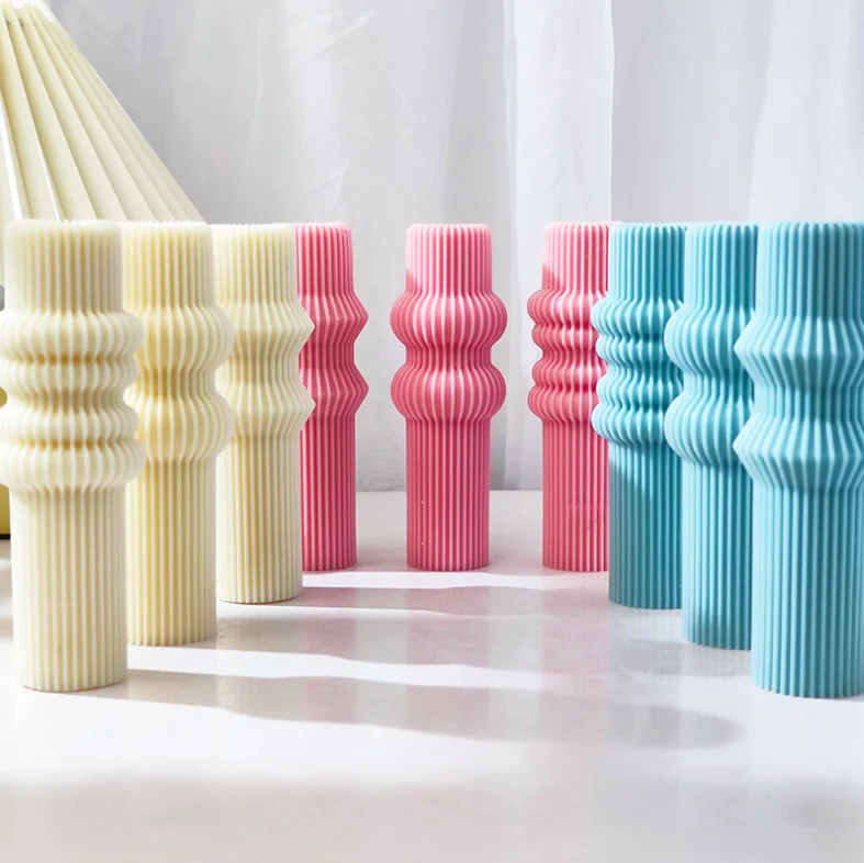 

SZ719 European Stripe Roman Column Candle Silicone Mold SPA Club Aromatherapy Decoration Mould