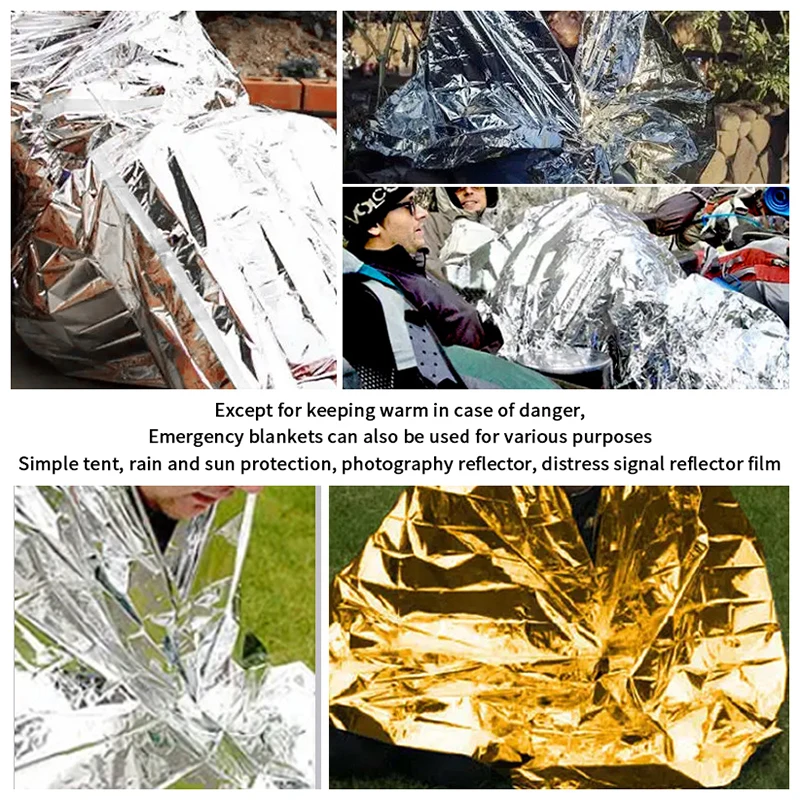 بطانية الإنقاذ في حالات الطوارئ الدفء بقاء بطانية مقاوم للماء بقاء بطانية في الهواء الطلق بطانية حرارية السفر التخييم التنزه #4
