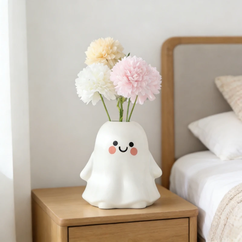 

Modern White Art Vase Ceramic Advanced Floral Arrangement Ornament Decoration Flower Vessel Minimalist Home Desktop Office Decor