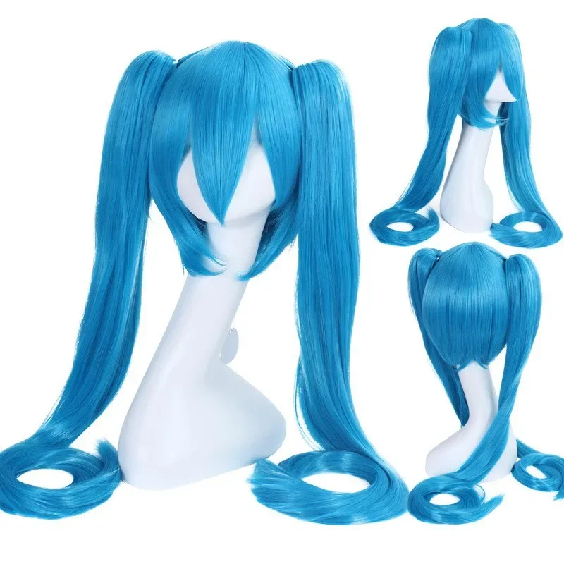 Water Blue Synthetic Fiber Wig with Double Tiger Clip for Cosplay Senbon Sakura Kuroiwa Archer Snow Hatsune Costume Accessory