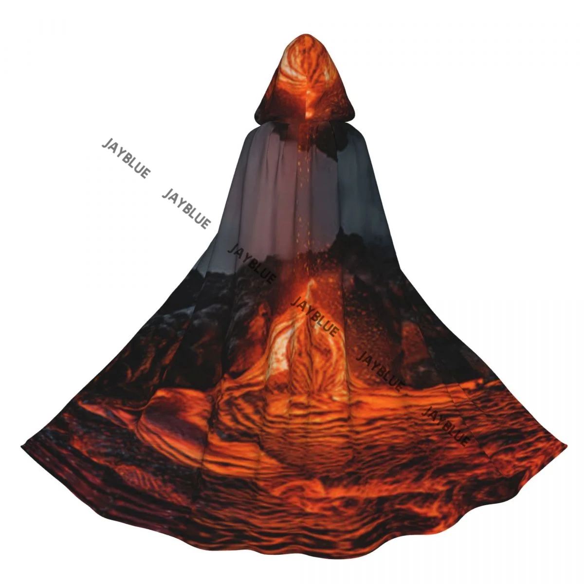 Unisex Witch Party Reversible Hooded Adult Vampires Cape Cloak Crack In The Earth Lava