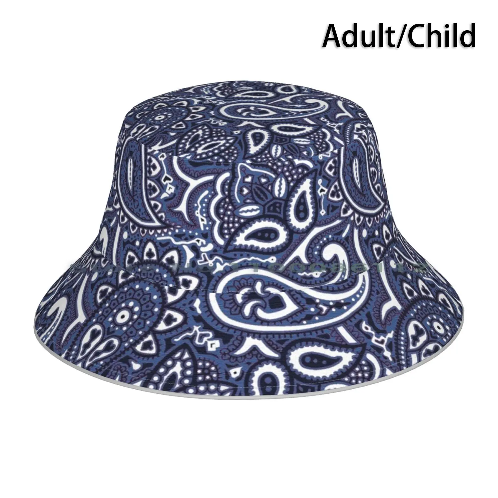 Mask-Blue Paisley Pattern Bucket Hat Sun Cap Cold Hygiene Flu Work From Home Virtual Meetings Self Quarantining Self Quarantine