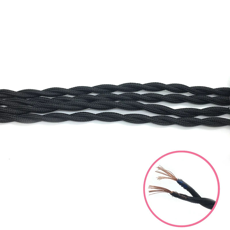5M 10M Vintage Textile lamp Wire Edison Style Twisted Cable Decorative Fabric Electric Wire 2*0.75MM Pendant Light Lamp Wire