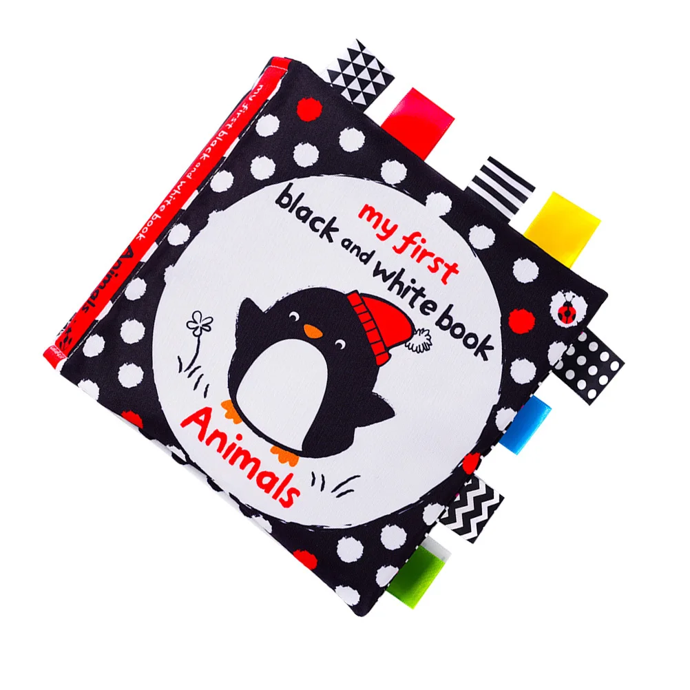 1 szt. Czarno-biała książeczka materiałowa, odporna na rozdarcia, wczesnoedukacyjna książeczka dla niemowląt, książeczka do trzymania w ręce, stymulacja wizualna, nauka poznawcza