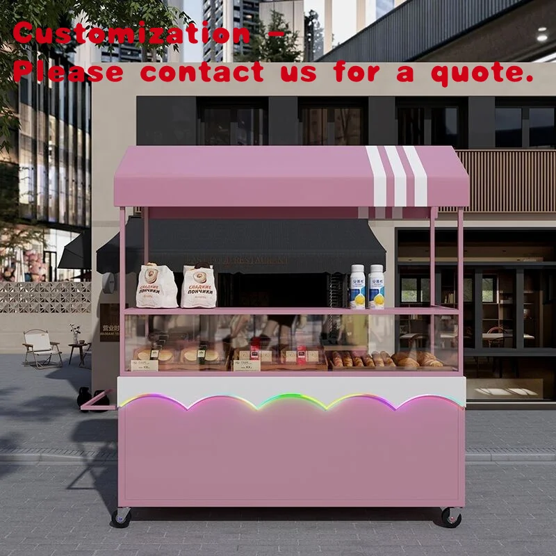 

custom.Environment Stainless Steel Mobile Food Stall Outdoor Hand Pushed Dining Mobile Night Market Vending Cart
