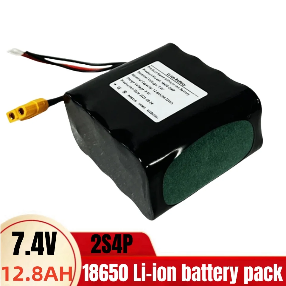 18650 2S4P 7.4V 12800mAh Lithium Ion Battery Pack，XT60 XH2.54-3P Plug，Suitable for various drone quadcopters