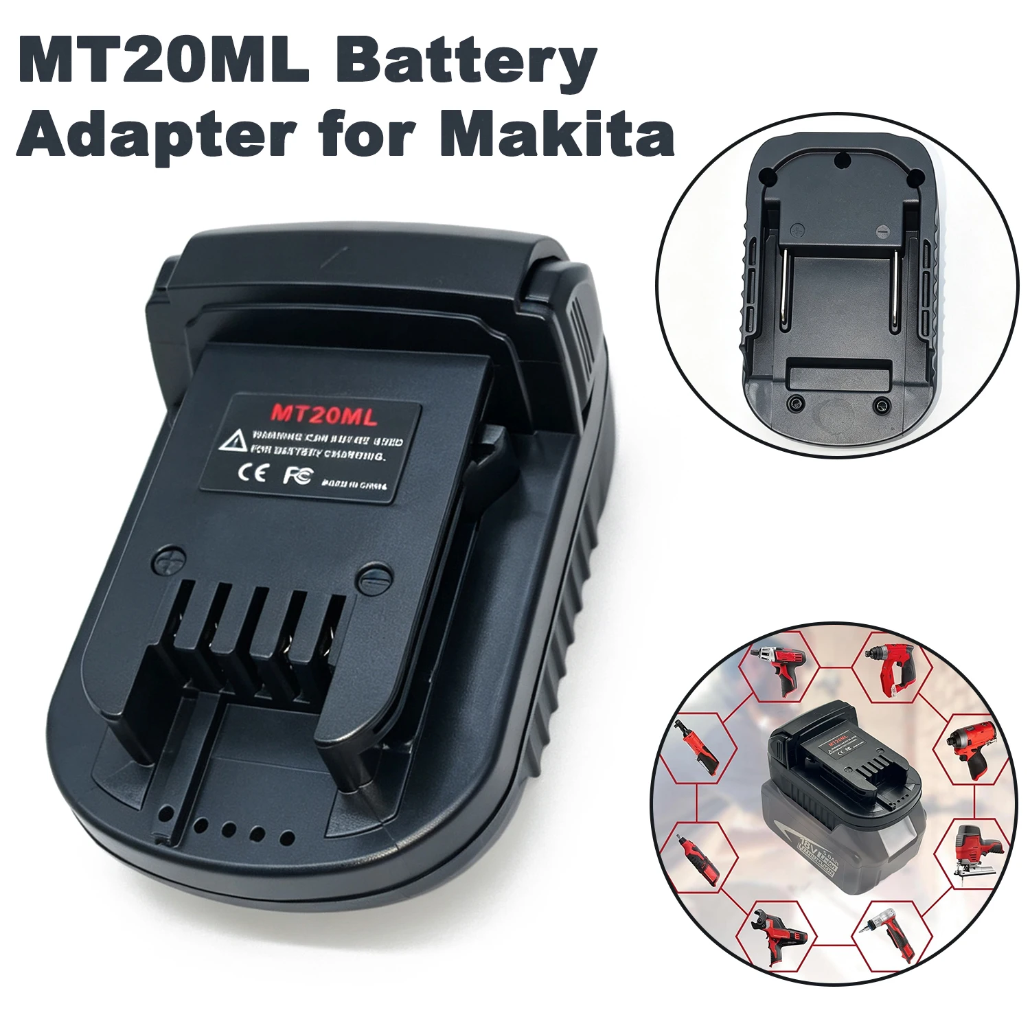 MT20ML Battery Adapter compatible with for Makita 18 V Li-ion Battery Convert To for Milwaukee 18 V Lithium Battery