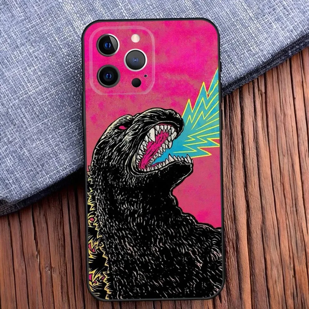 Monster G-GodzillaES Phone Case For iPhone 16,15,14,13,12,11,Pro,X,XS,Max,XR,Plus,Mini Black Soft Silicone Case