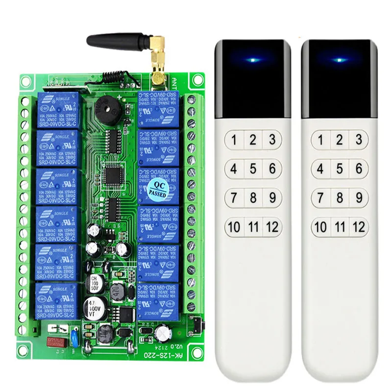 1000m DC 12V 24V 36V 48V 12CH Wireless Remote Control LED Light Switch Relay Output Radio RF Transmitter And 433 MHz Receiver