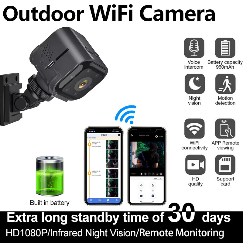 

AS03 960mAh Mini Wireless Wifi Smart Camera HD 1080P Outdoor Bicycle and Motorcycle Record Riding Videos Mobile Viewing