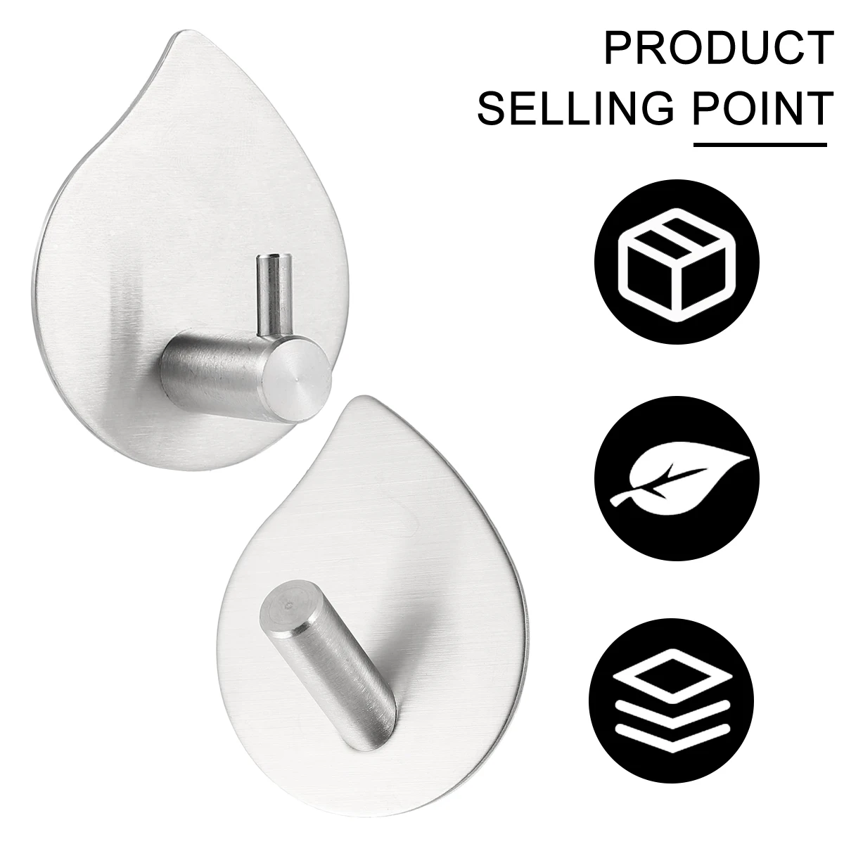 

4pcs Stainless Steel Hooks Durable Waterproof Wall-mounted Door Jacket Hanger Shower Strong Adhesive Hook Kitchen Bathrobe