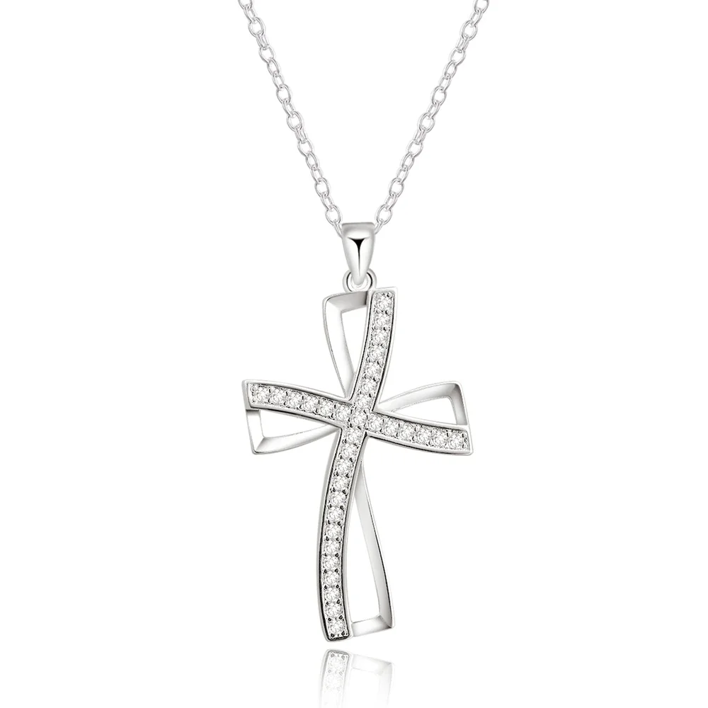 45cm 925 Sterling Silver Wedding Charm Crosses Necklace Lady Nice Jewelry Fashion Elegant Women Classic High Quality