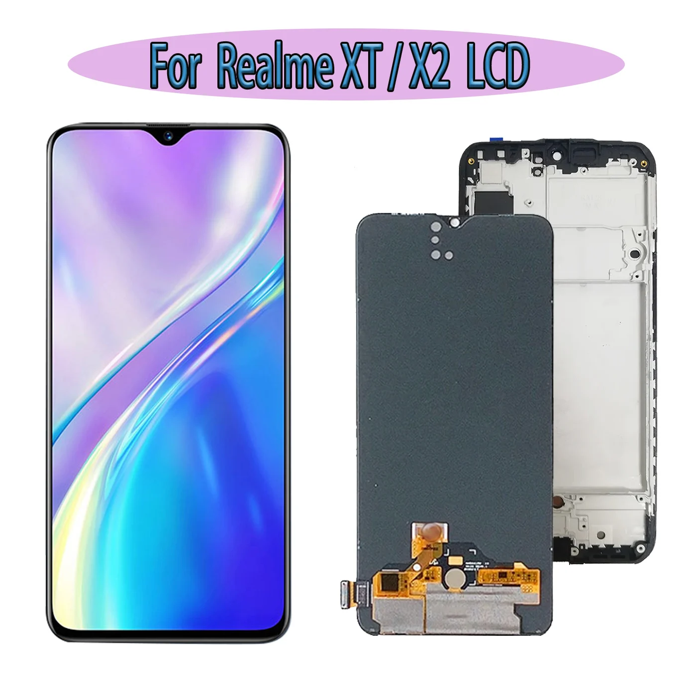 AMOLED For Realme X2 LCD Touch RMX1992 RMX1993 RMX1991 Display Digitizer Assembly For OPPO Realme XT RMX1921 LCD Display Screen