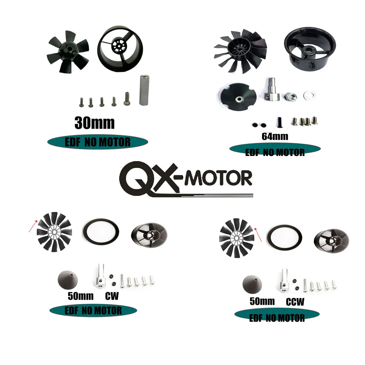 QX-MOTOR ostrza 30MM 50MM 64MM EDF bez silnika 6/12 wentylator kanałowy do zdalnego sterowania akcesoria zabawkowe