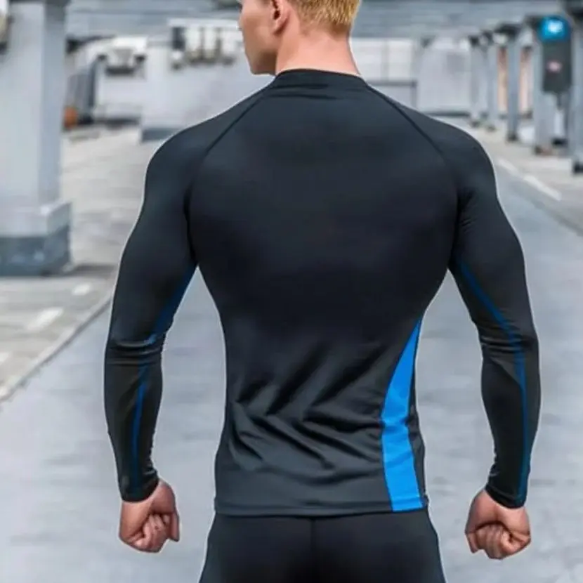Mens Long Sleeve Compression Shirt Quick Dry Breathable Slim Fit Workout Training Shirt for Outdoor Sports and Gym Activities