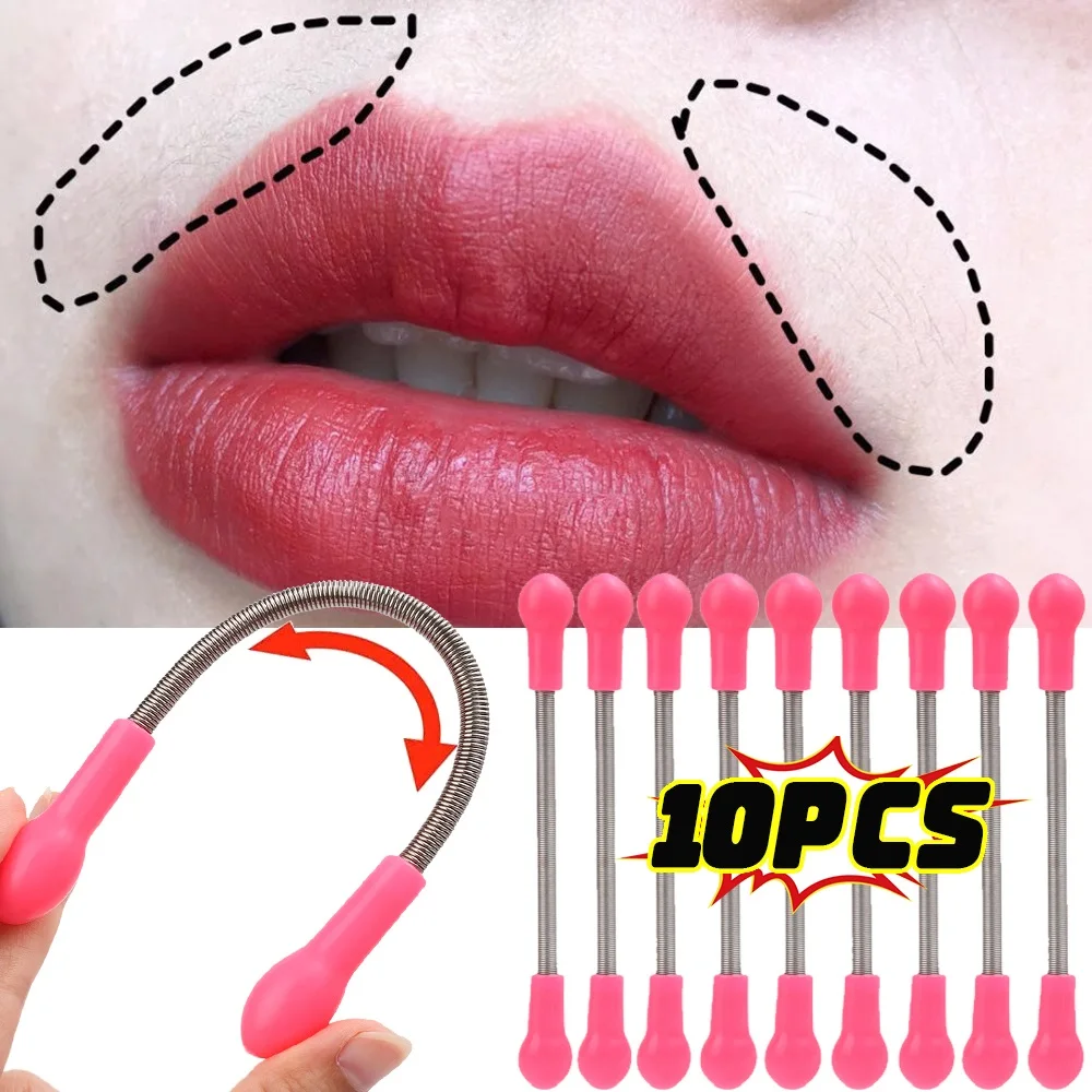 1-10pcs Stainless Steel Spring Hair Remover Stick Women Face Body Removal Facial Hair Free Makeup Spring Bend Remover Tools