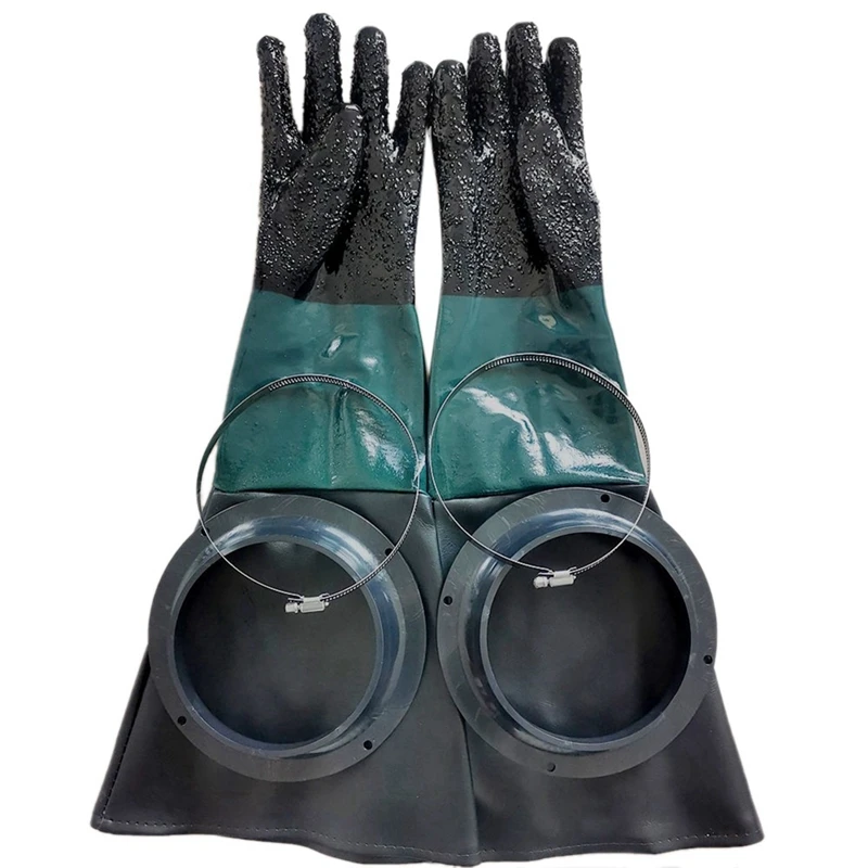 4x Sandblasting Gloves SandBlaster Parts 60cm with O Rings for Sandblast Cabinet