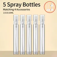 5pcs 4 Accessories 2/3/5/10ml Portable Perfume Spray Bottle with 5 Spray Bottles, 2 Funnels, 2 Dispensing Divas