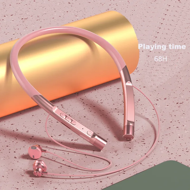 Auricolare Bluetooth 5.1 cuffie con archetto da collo con microfono HD cuffie Wireless HIFI Stereo con auricolari con scheda TF per lo Sport