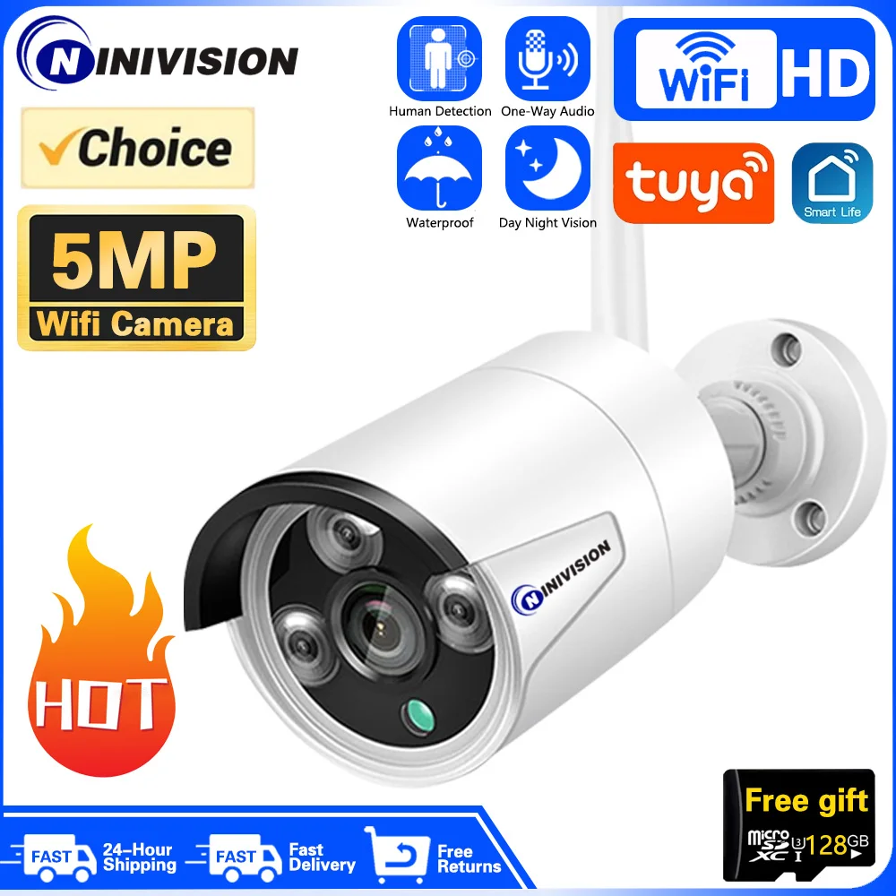 

Tuya Smart Life 5MP HD Lens WIIF Bullet Camera Human Detection Outdoor Security Video Motion Alarm IP66 Surveillance IP Cameras