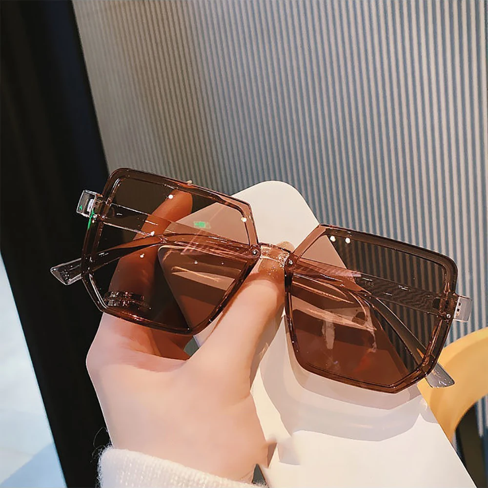 Vintage Frauen Große Rahmen Quadrat Sonnenbrille Männer Luxus Sonnenbrille Marke Design Trendy Brillen UV400 Shades Fahren Goggle – Detail 3