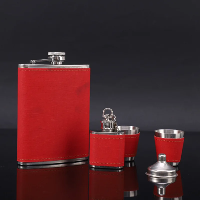 301-400ml 2 flasks Portable Flagon Hip Flask set with cups for Whiskey Vodka Wine Pot Alcohol gift package Drinking Bottle man